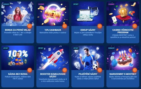Bonusy na webových stránkách MostBet