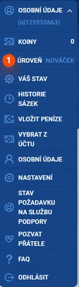 MostBet osobní menu skříně