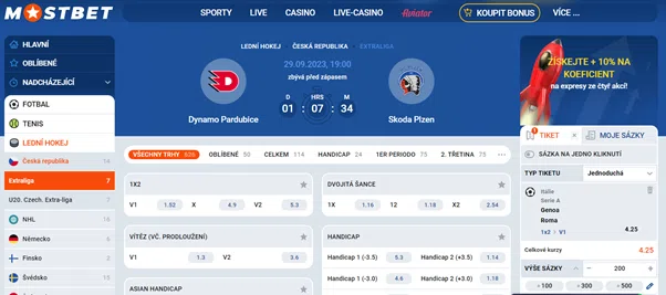 Sportovní sázení MostBet