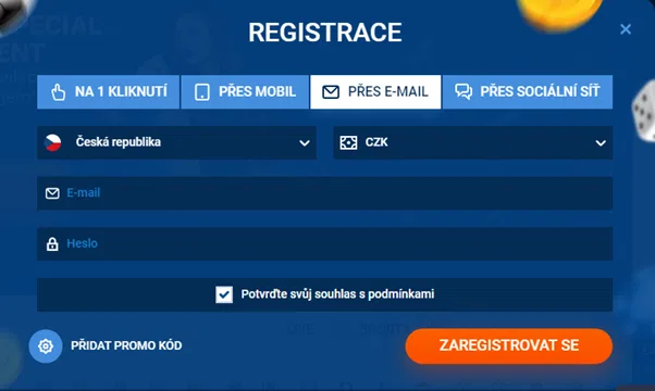 Registrace prostřednictvím e-mailu