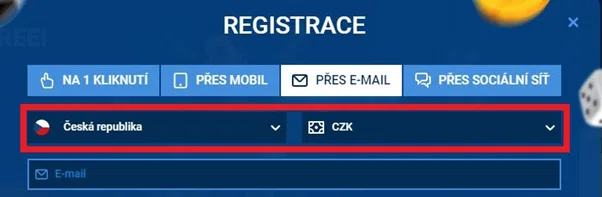 Výběr regionu při registraci u MostBet
