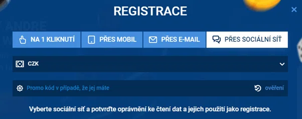 Používání sociálních sítí při registraci
